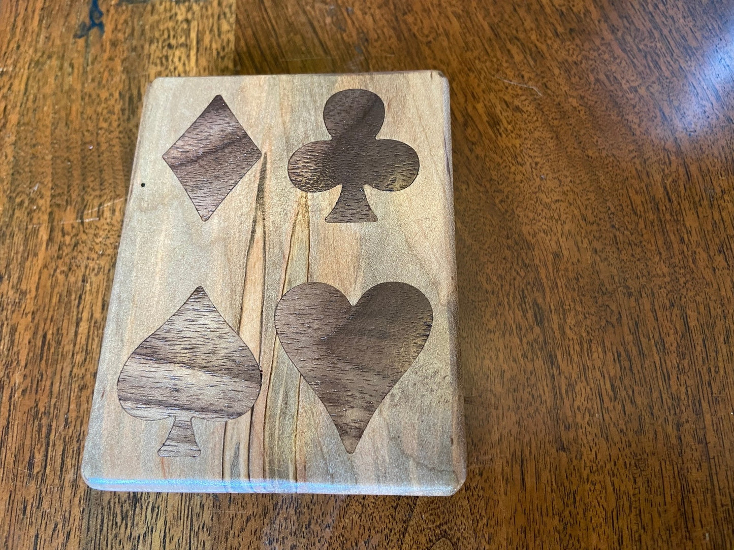 Handcrafted Wooden Playing Card Box - various wood and inlay options.
