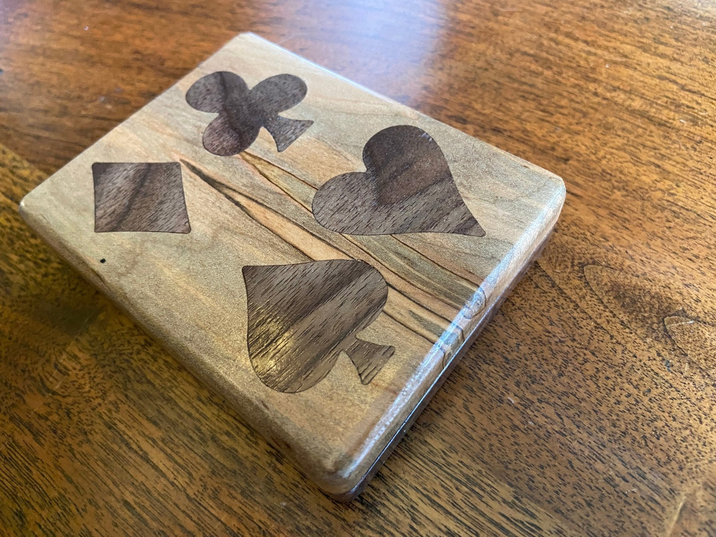 Handcrafted Wooden Playing Card Box - various wood and inlay options.