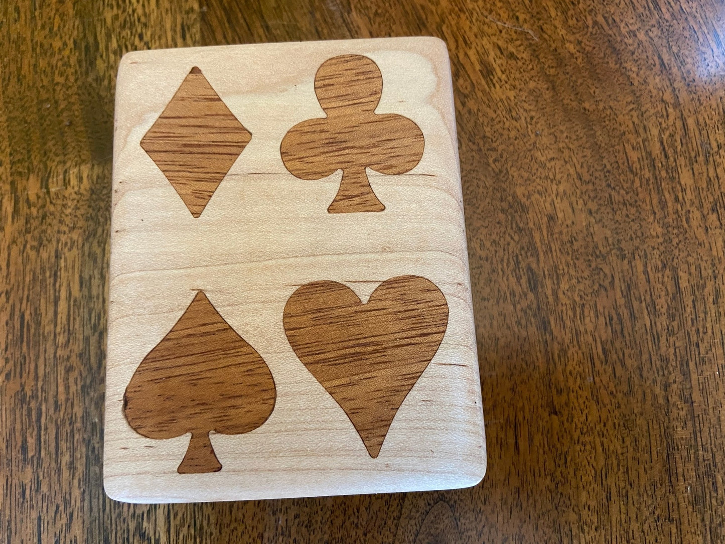 Handcrafted Wooden Playing Card Box - various wood and inlay options.