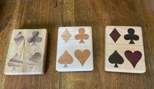 Handcrafted Wooden Playing Card Box - various wood and inlay options.