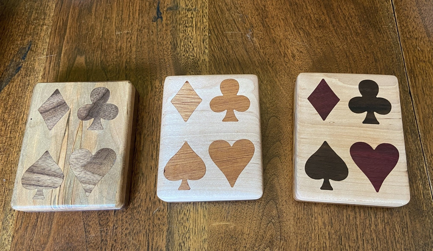 Handcrafted Wooden Playing Card Box - various wood and inlay options.