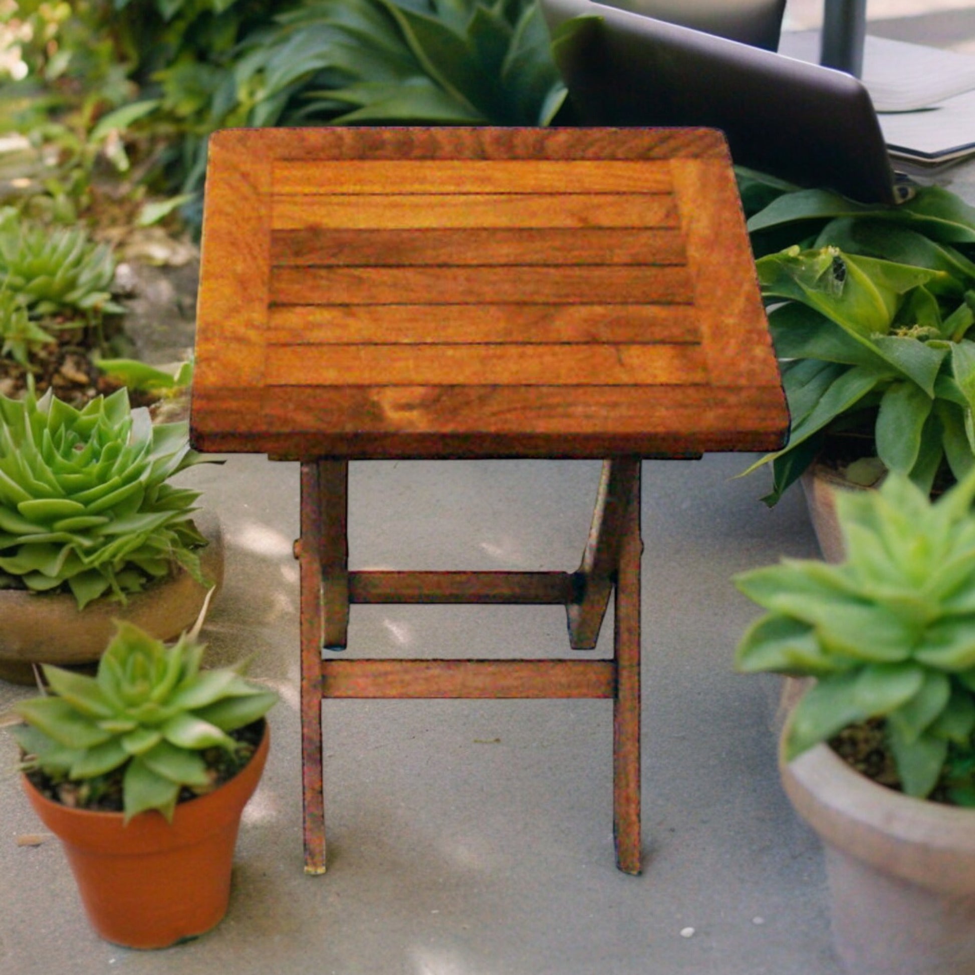 Teakwood Outdoor or Indoor Square Top Side Table