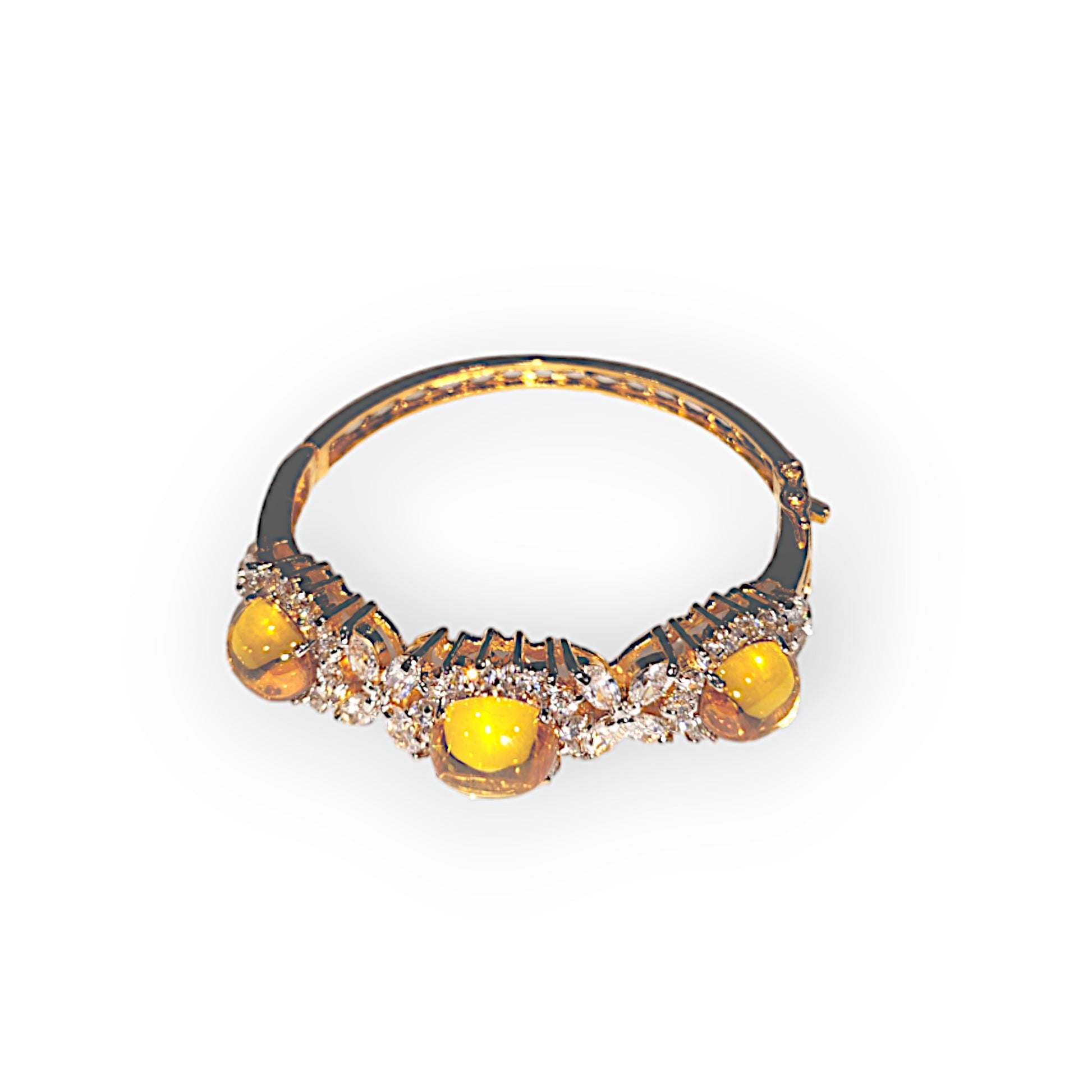 Dipped Gold Bangle with Various Stone 2.3"