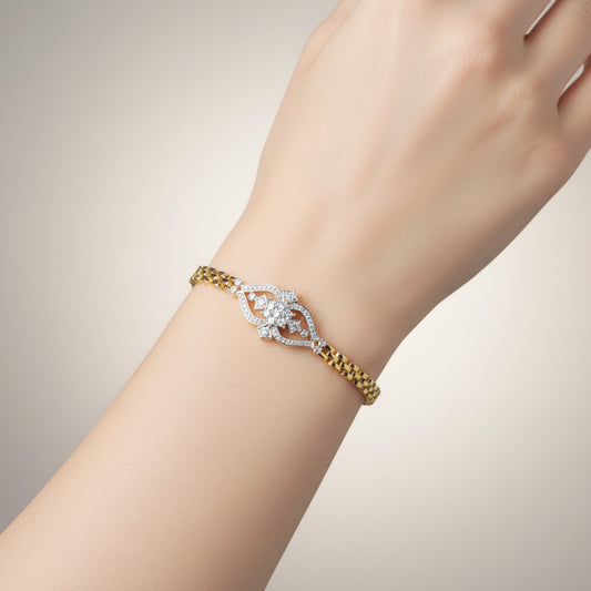 Gold-Plated Bracelet 7" Elegant Cubic Zirconia Design