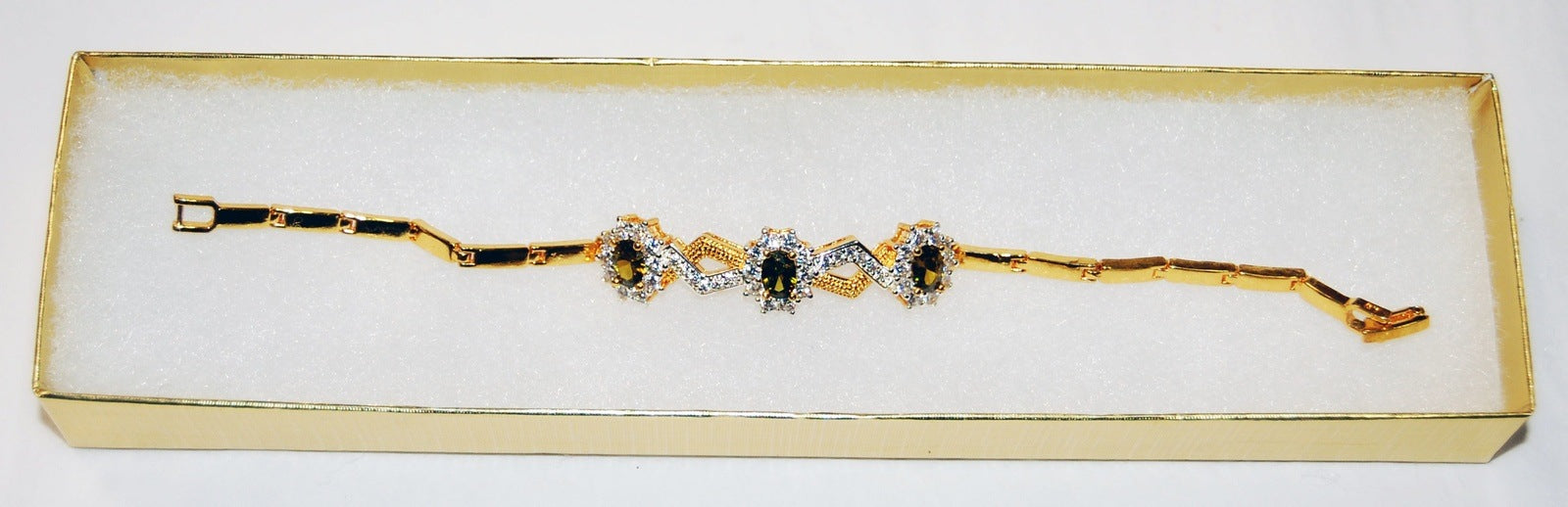 Gold-Plated Three Stone Bracelet 7"