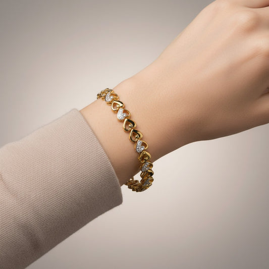 Gold-Plated Bracelet 7 inches Heart Design