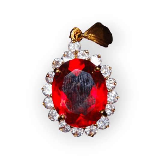 Gold-Plated Red Stone Pendant