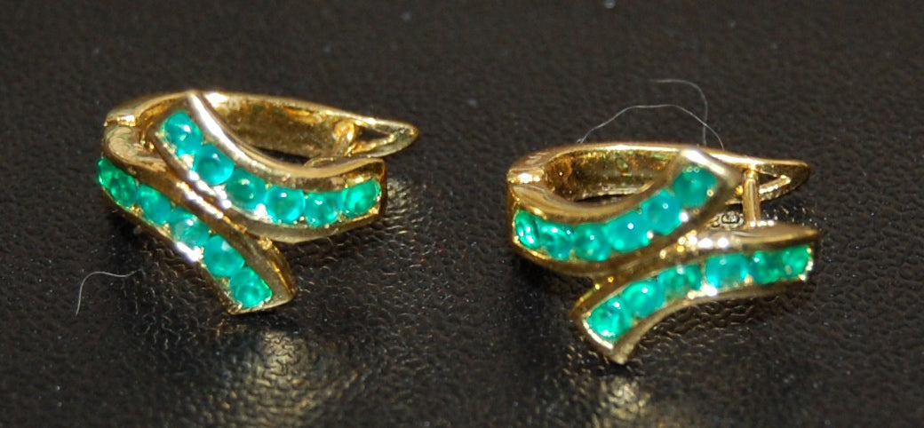 Gold Dipped Earring with Green Emerald