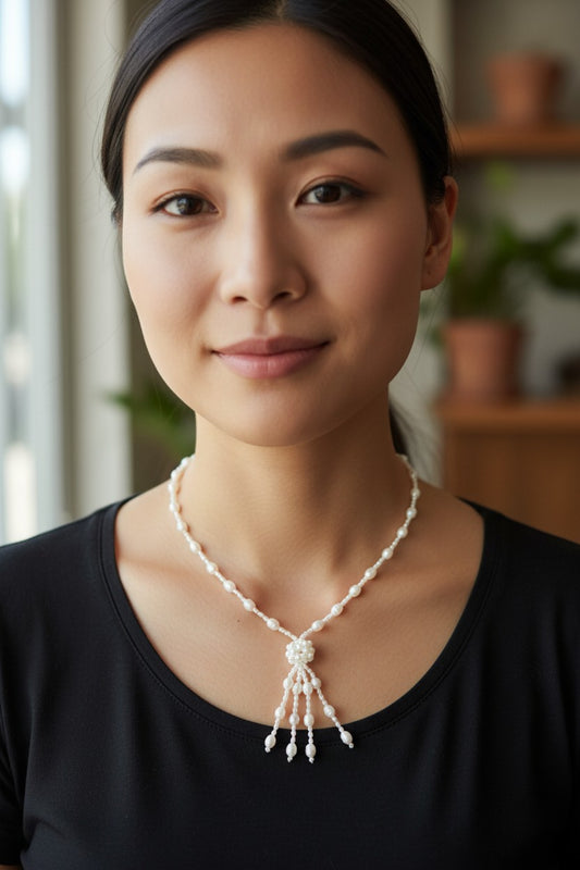 White Pearl Necklace 24"