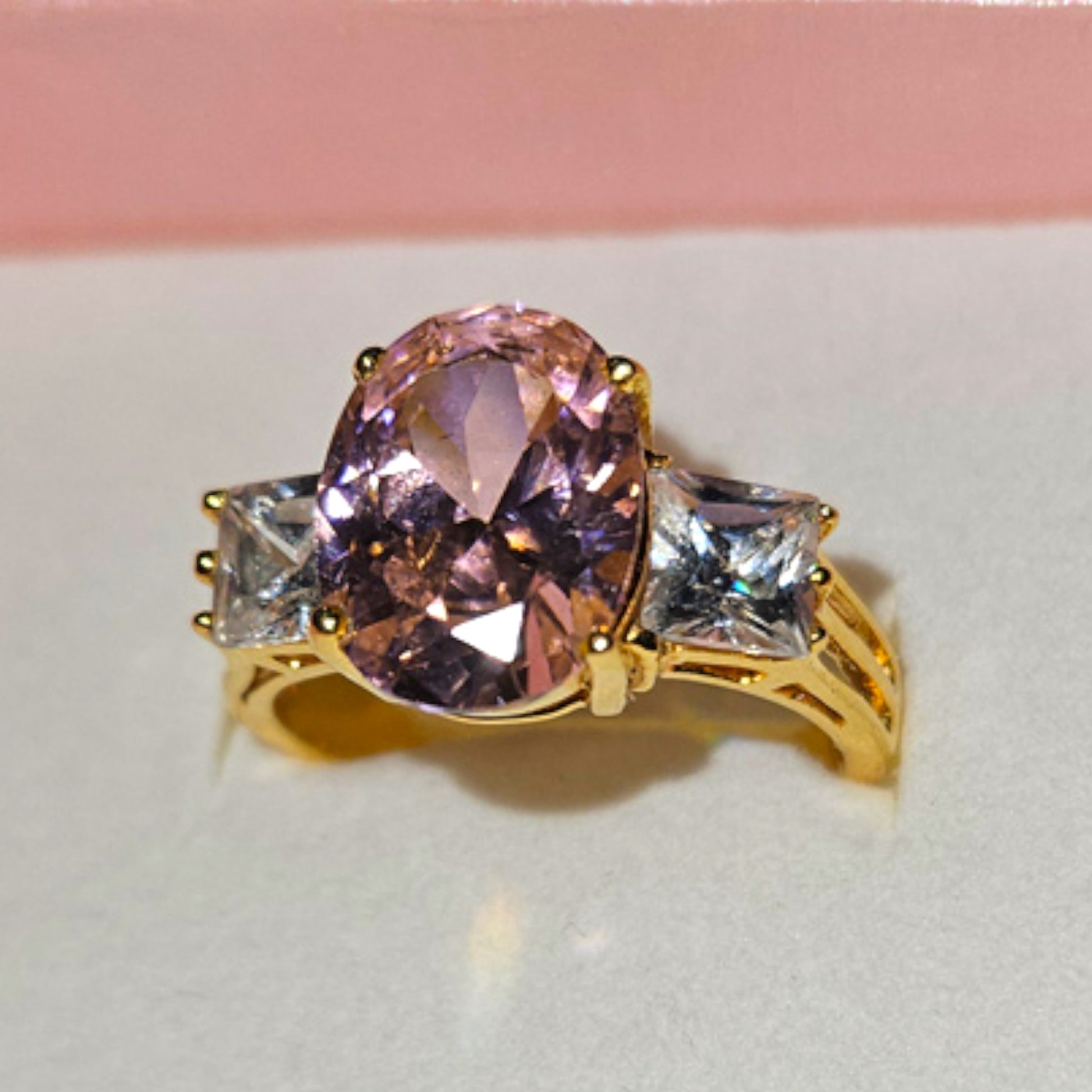 Gold Dipped Ring Cubic Zirconia Stone Size 8