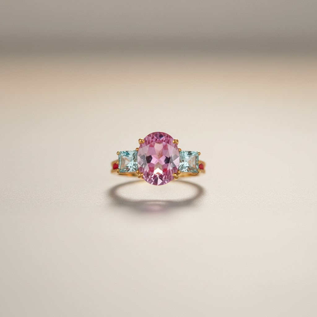 Gold Dipped Ring Cubic Zirconia Stone Size 8