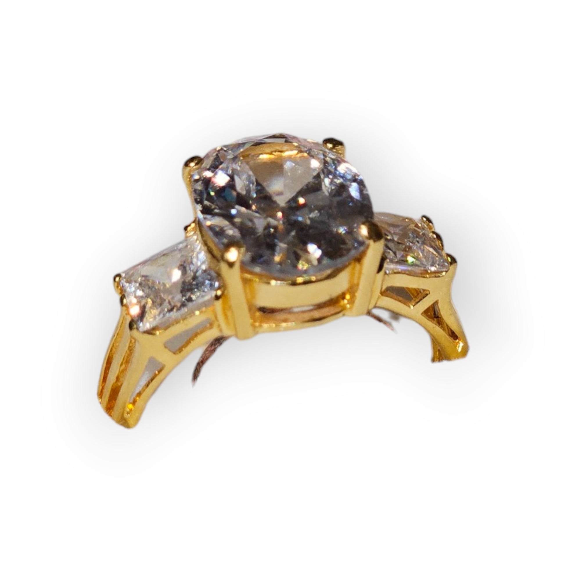Gold Dipped Ring Cubic Zirconia Stone Size 8