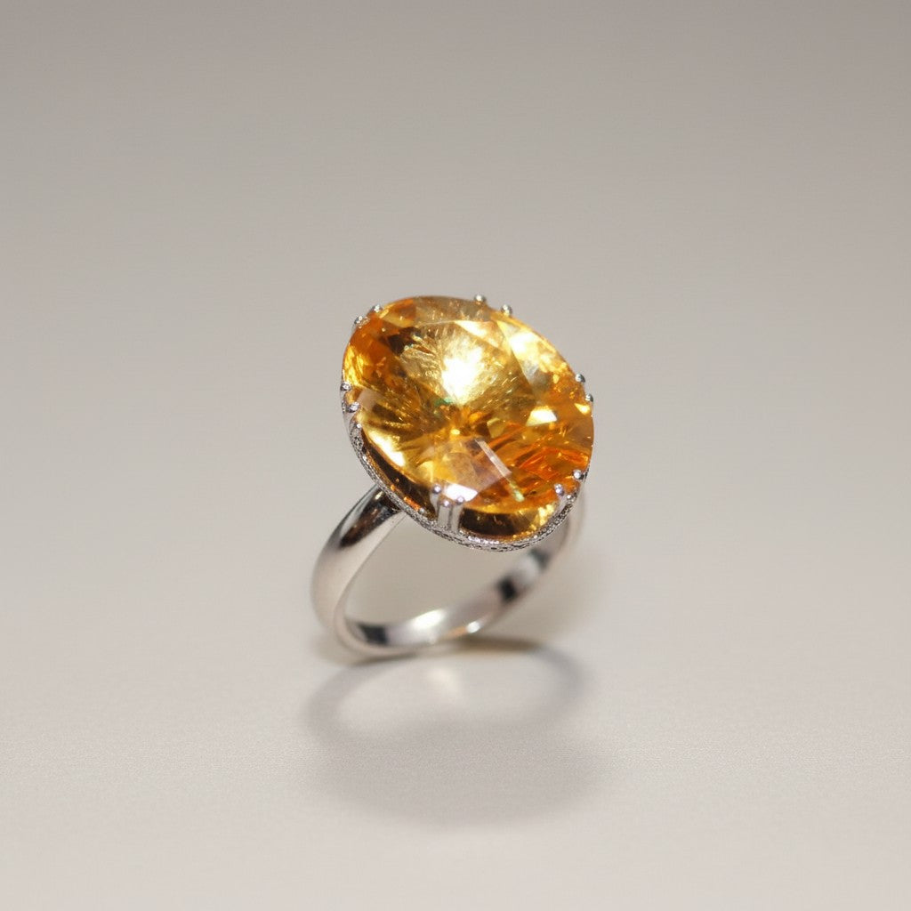 Yellow Citrine and Silver Ring size 7