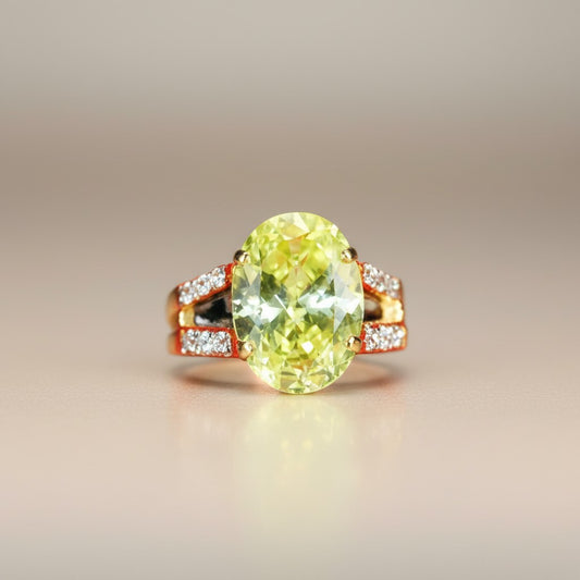 Yellow Stone Gold Dipped Ring Cubic Zirconia Stone Size 6