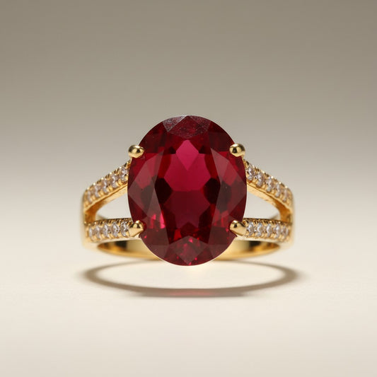 Gold Dip Ring Garnet Stone Size 6