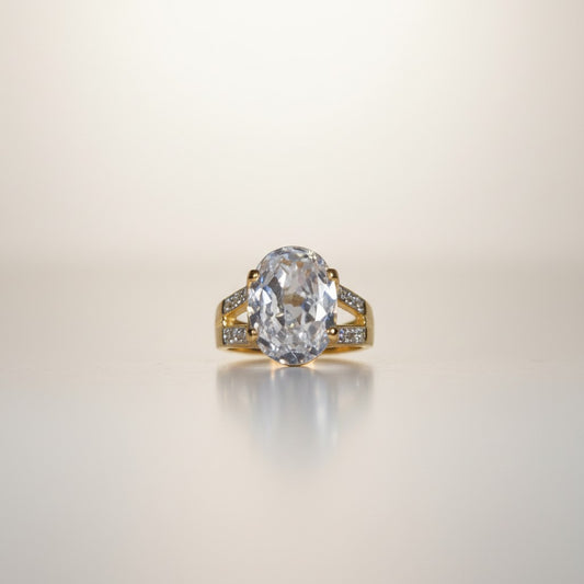 Gold Dipped Ring Cubic Zirconia Stone Size 7