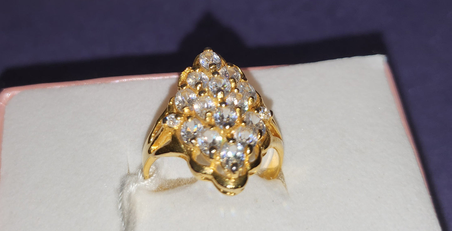 Gold dipped Clear Cubic Zirconia Stones Ring Size 6