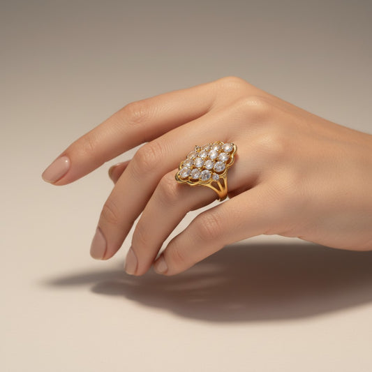 Gold dipped Clear Cubic Zirconia Stones Ring Size 6