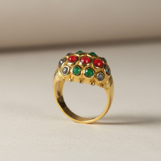 Gold dipped Multi-Colored Stone Ring Size 7