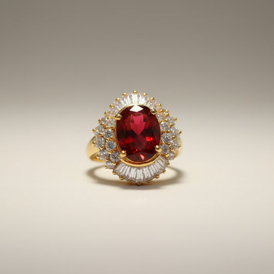 Gold dipped Red Garnet Ring Size 7