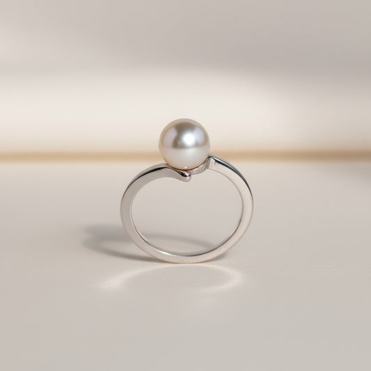 Single Pearl Ring Silver 7