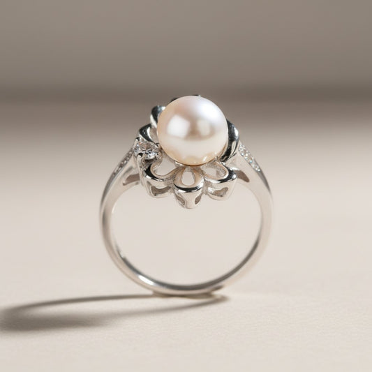 Single White Pearl Like Ring 9