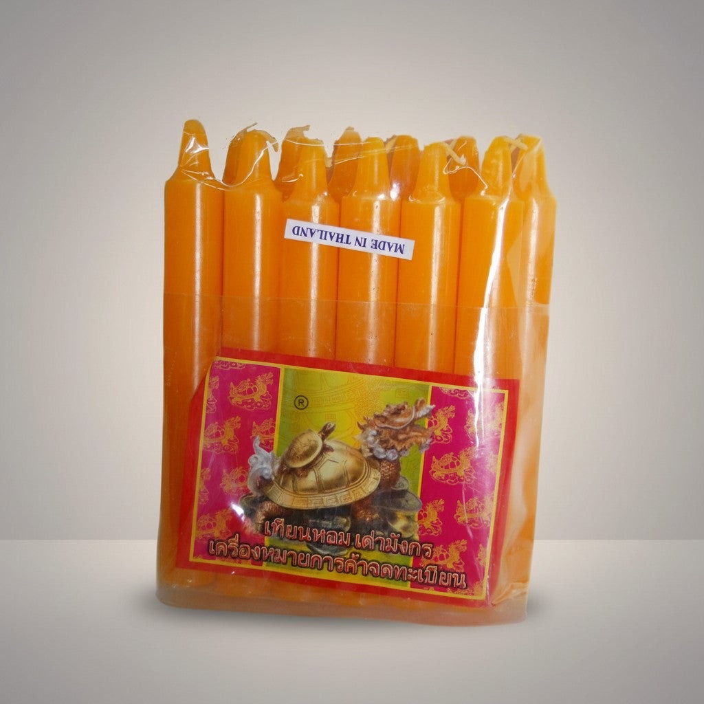 Buddhist Ceremonial Candles Yellow 7" Long