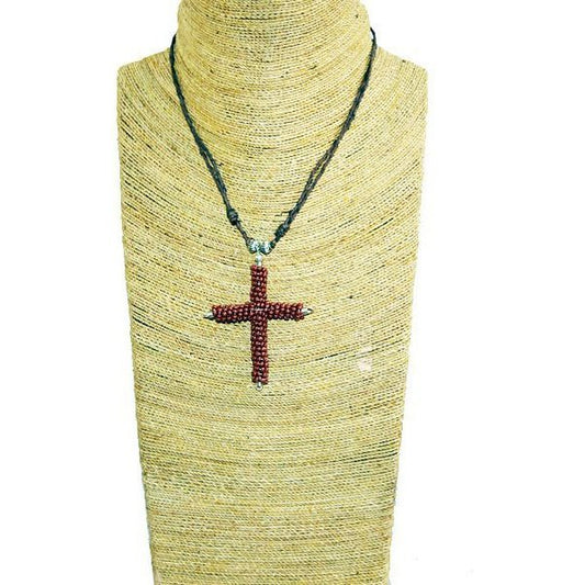 Necklace w/ Brown Cross-12"