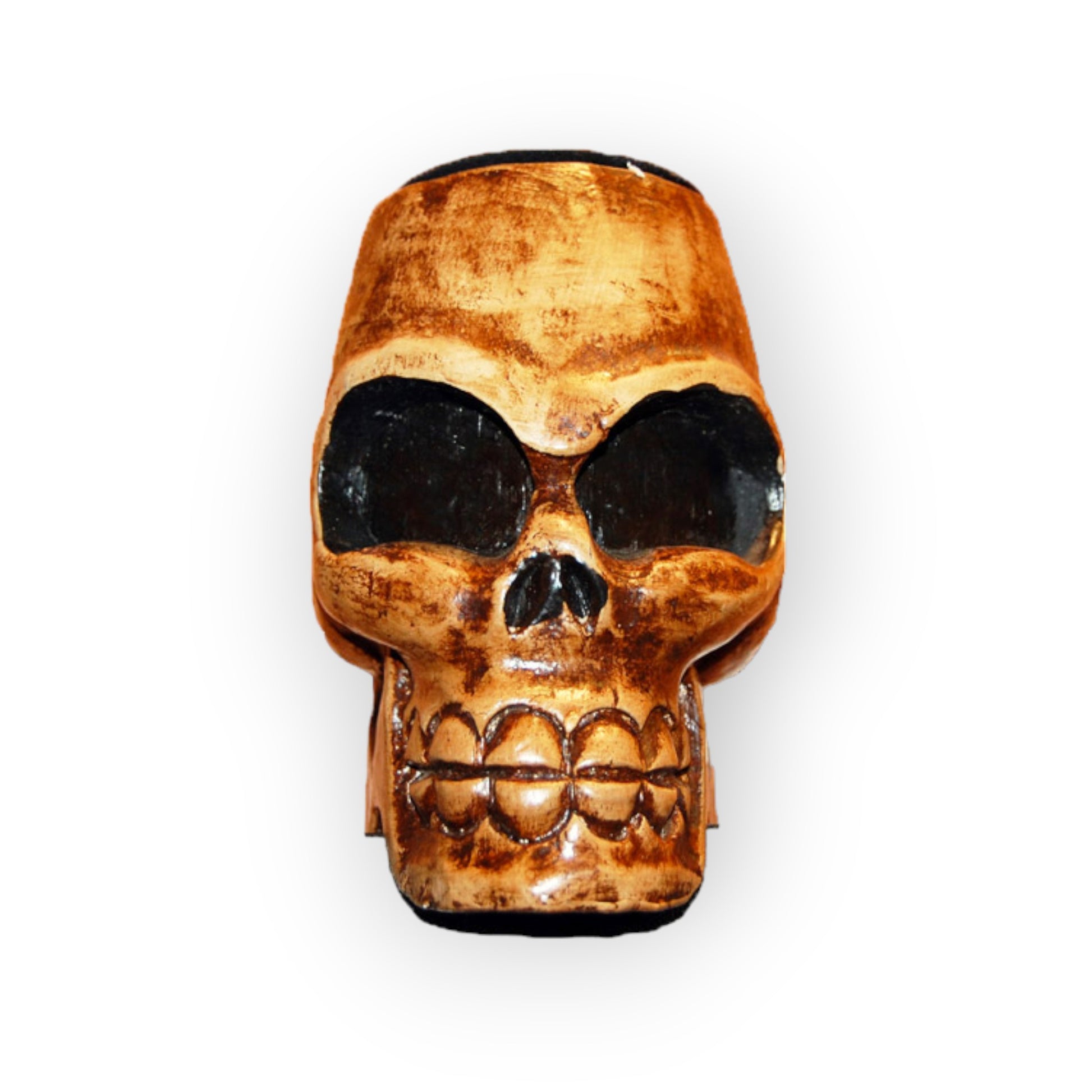 Wood Candle holder Skull Head