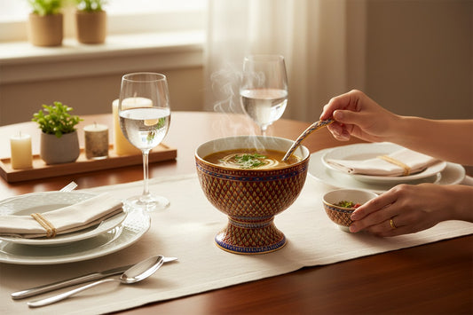 Benjarong Soup Tureens ladle 11" Diameter with Ladle