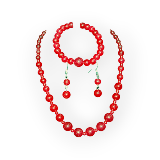 Red Agate Bead Jewelry Set 18"