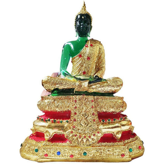 Resin Buddha Spring Robe Green 17"