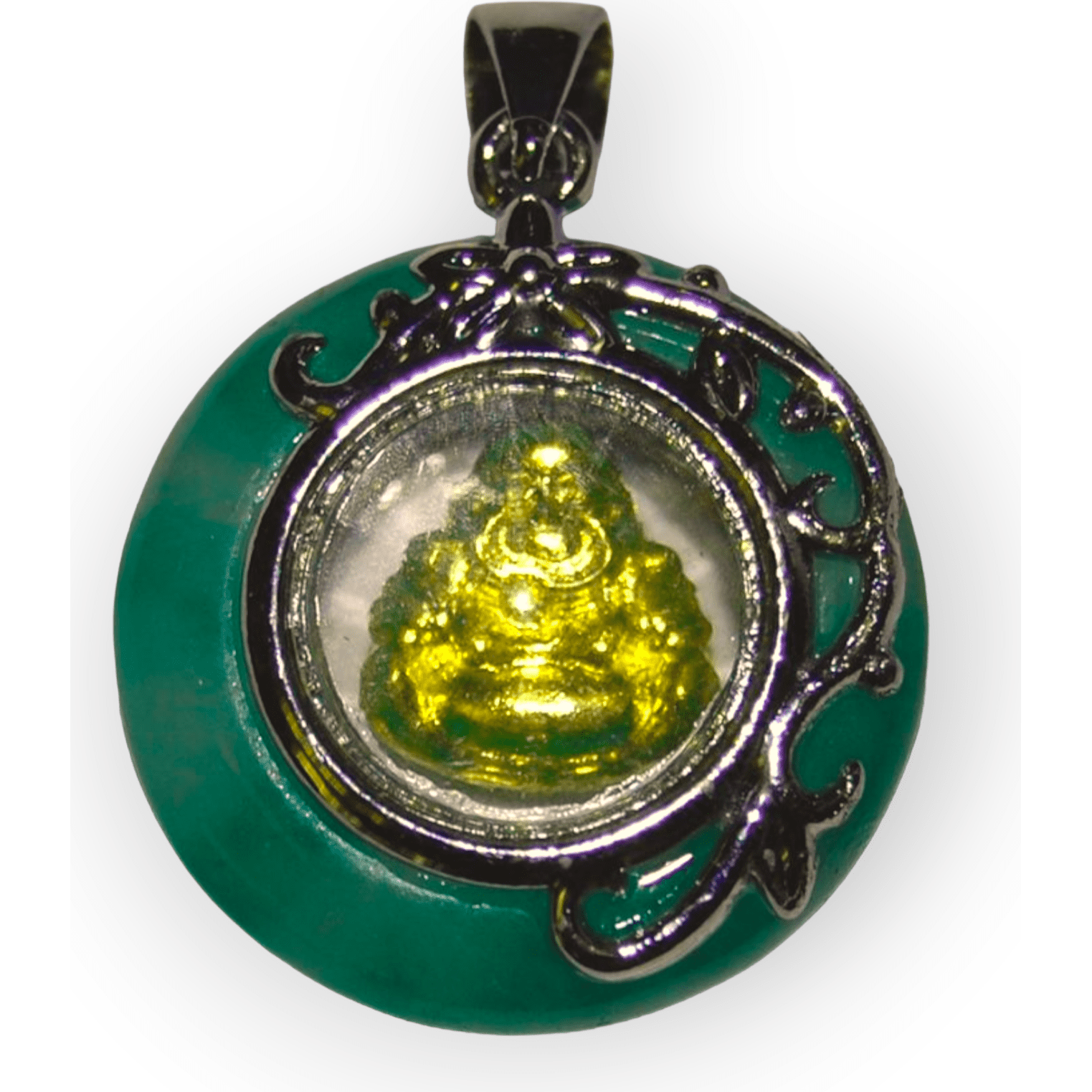 Round Jade Buddha Pendant
