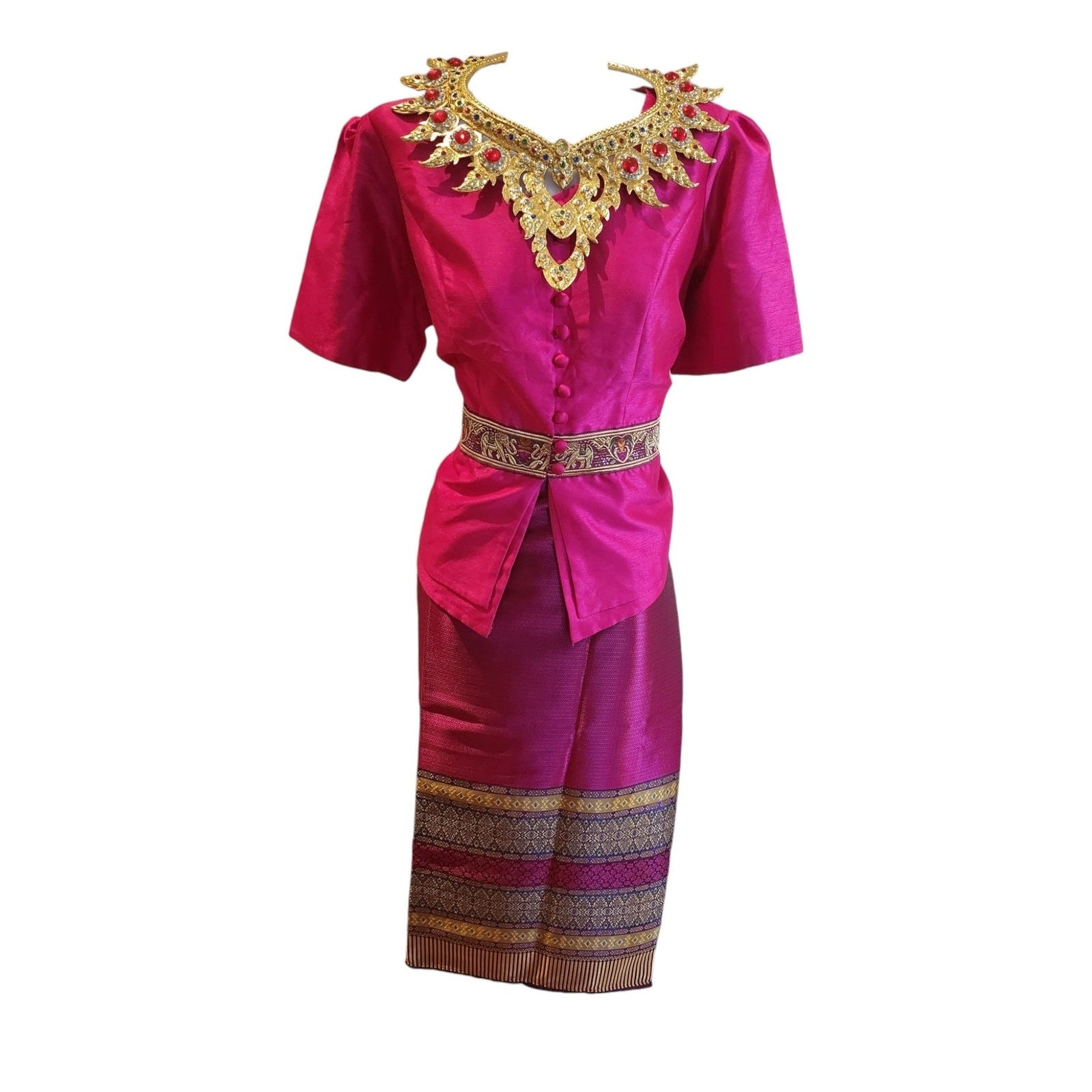 Thai & Lao Silk Dress La Na ST-SKRT-15 Thai & Lao Silk Dress La Na ST-SKRT-15