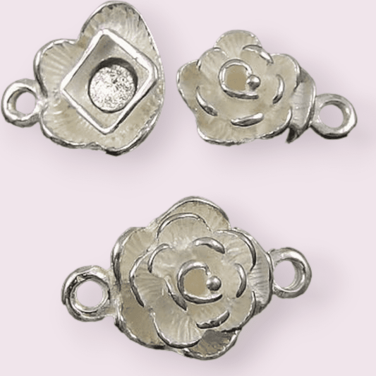 Sterling Silver Flower Clasp Mg-9.5 x 9.5mm