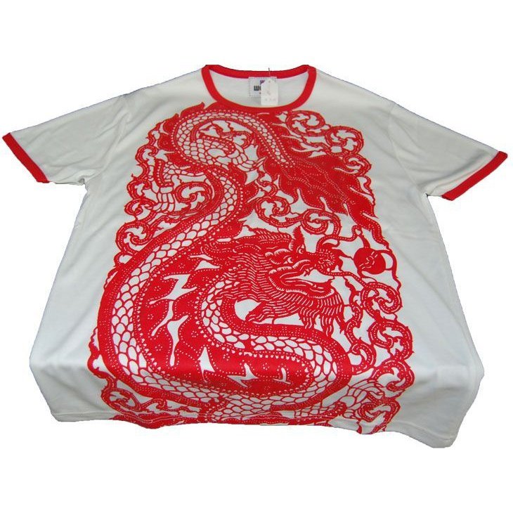 White T-Shirt with Red Dragon