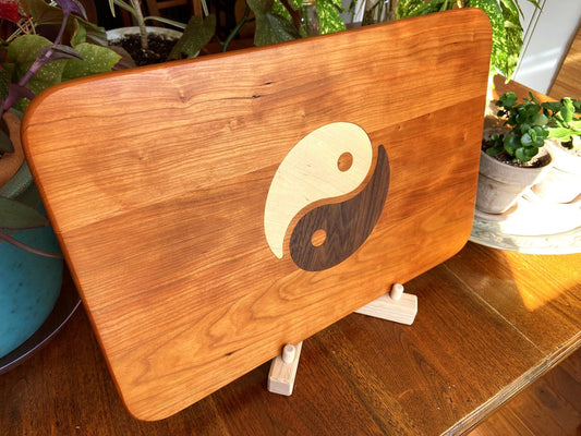 Cherry Charcuterie Board - Yin Yang Maple & Peruvian Walnut Inlay