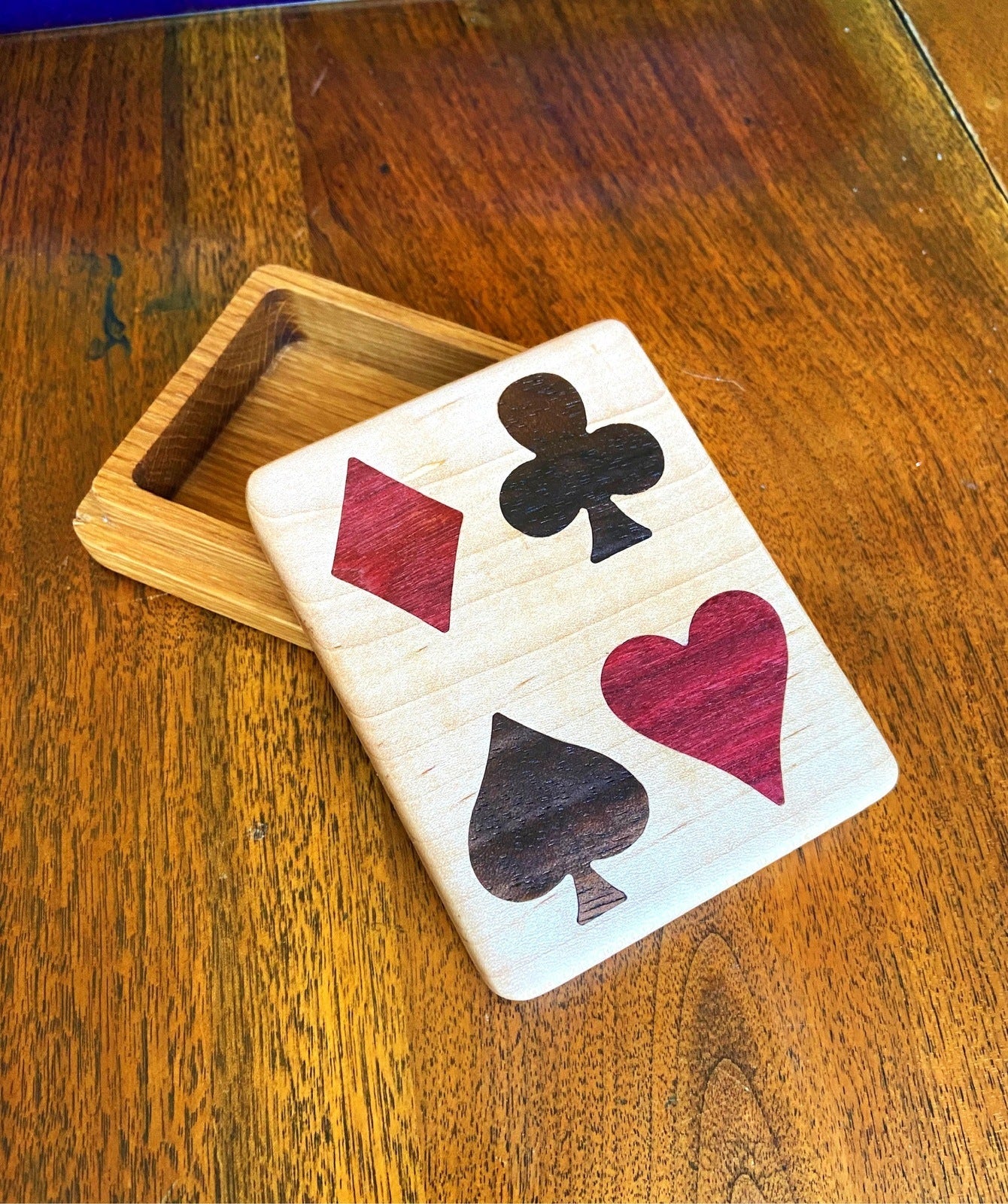 Handcrafted Wooden Playing Card Box - various wood and inlay options ...