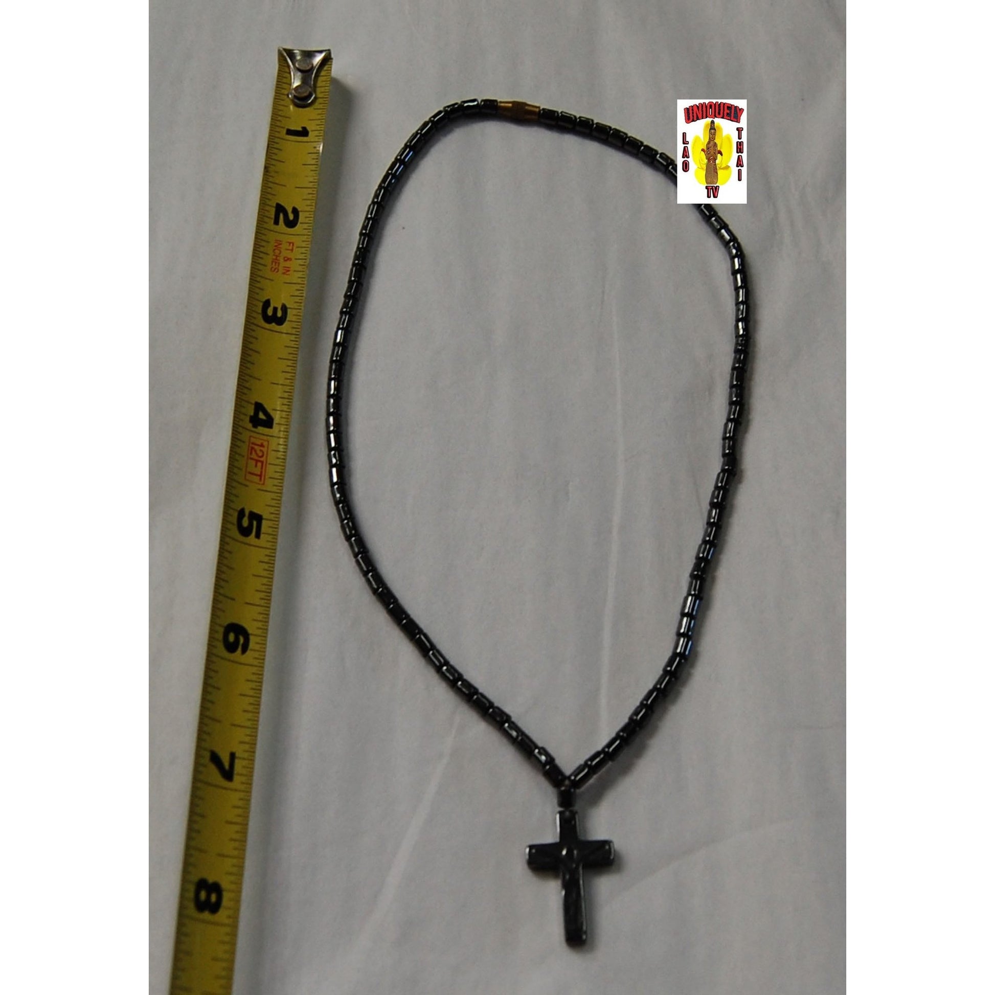 Black Tourmaline Choker Necklaces Cross