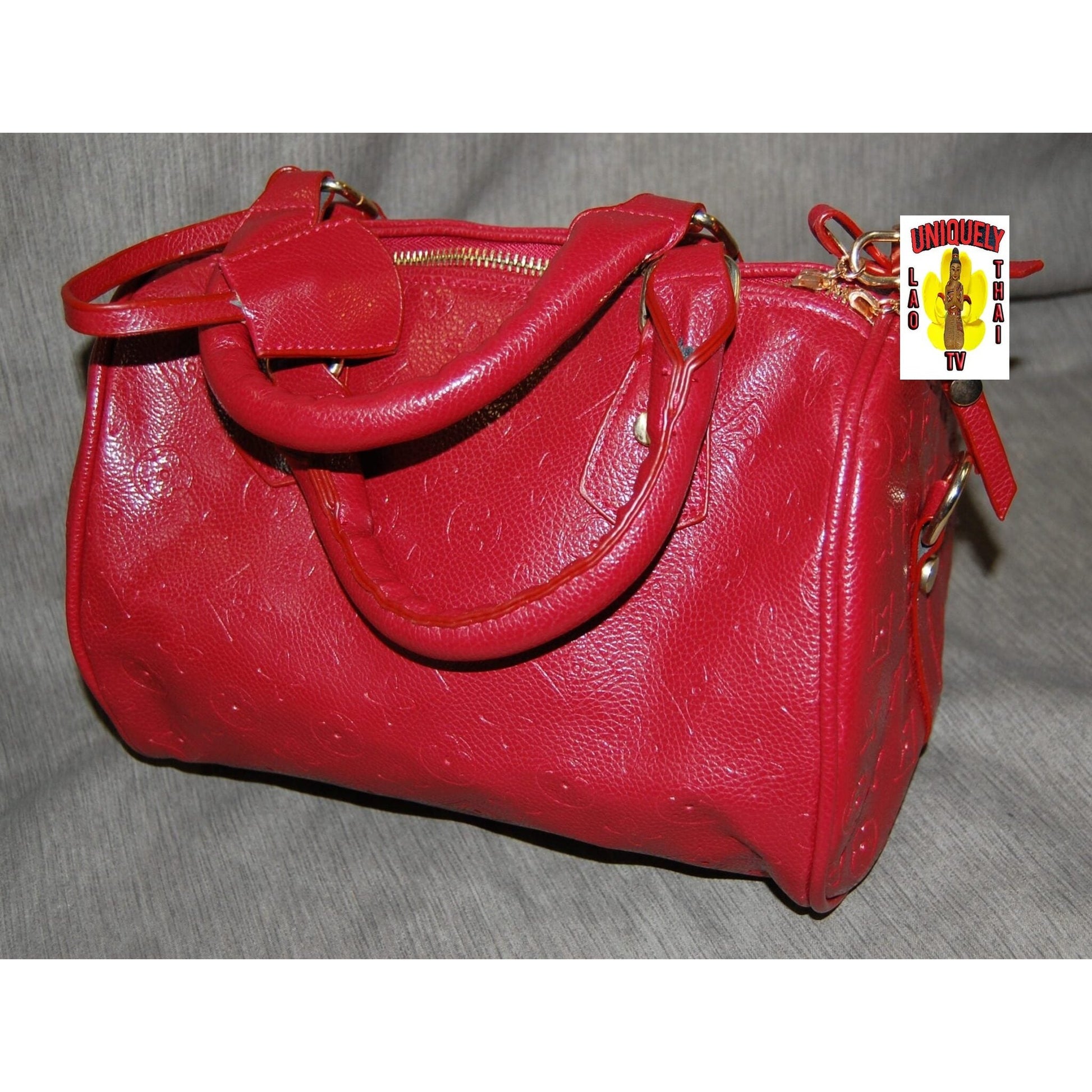 Cowhide Handbag Red-1