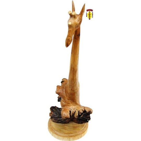 Giraffe head on stump