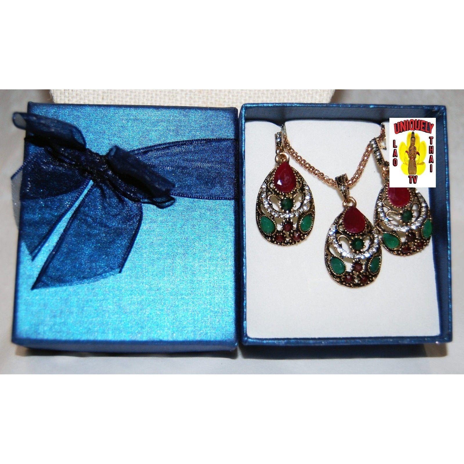 Gold-Plated Necklace Earring and Pendant Set JE-ST-01