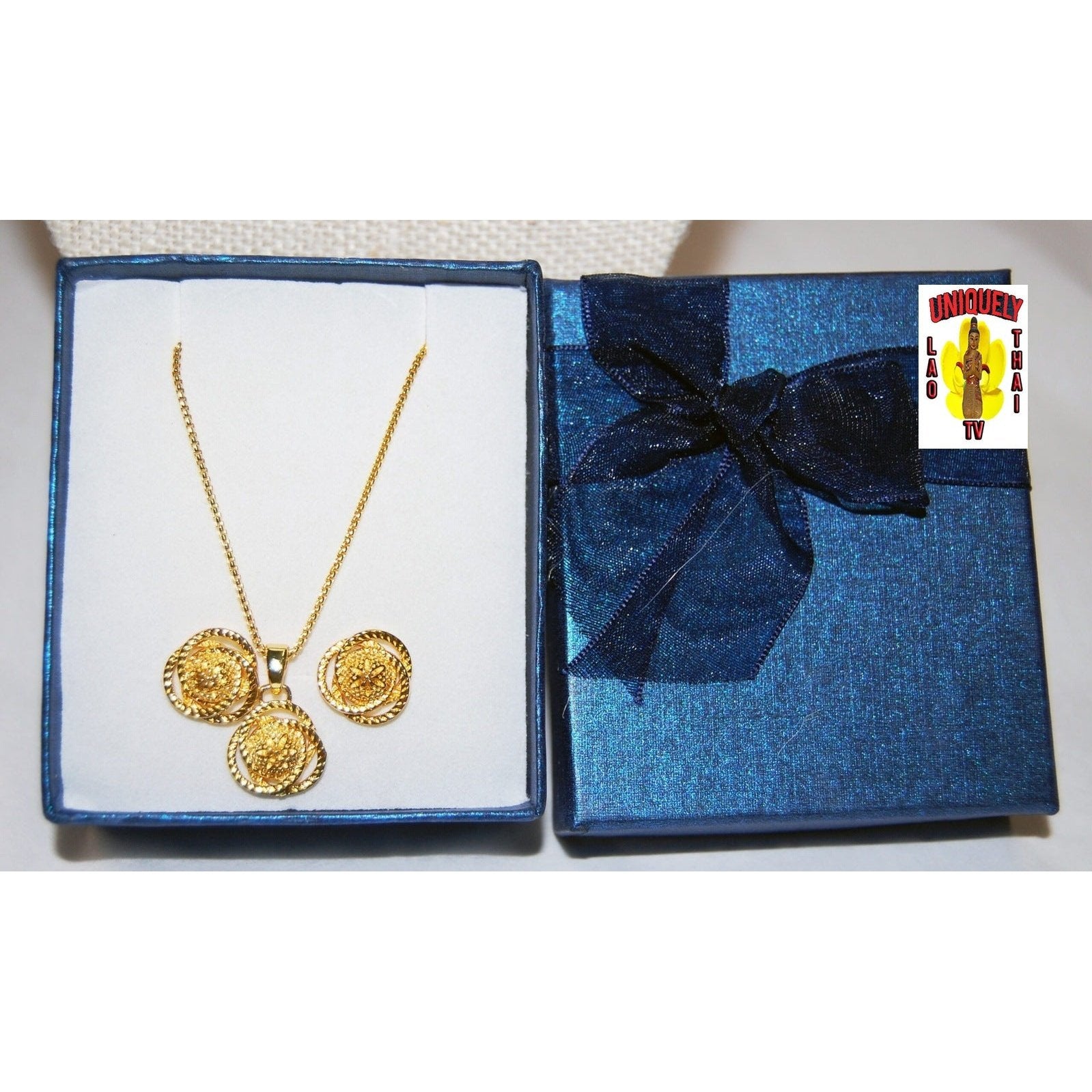 Gold Plated AD Stone Pendant Mangalsutra Necklace with Earring Set - S –  Kaya Online