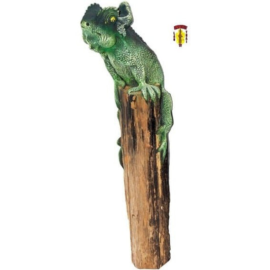 Green Chameleon Toy on a log