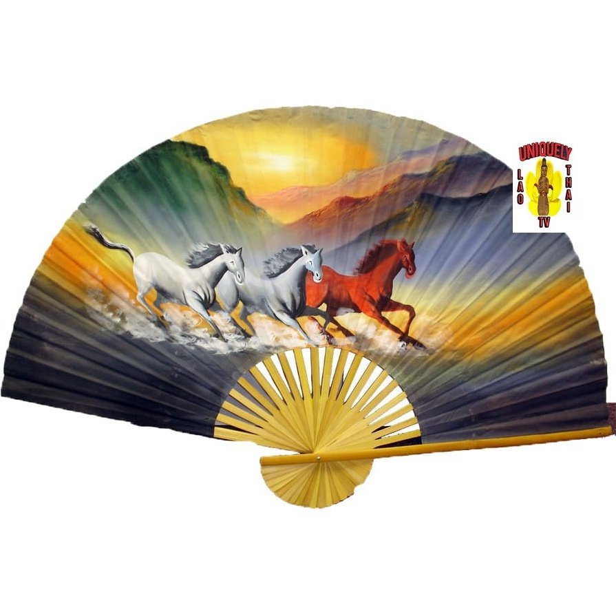 Hand Painted Fan With Horses