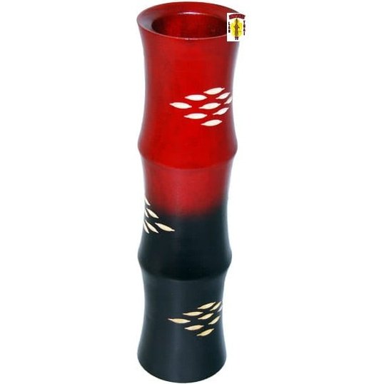 Mango Vase Ribbed Red Black 12" Tall