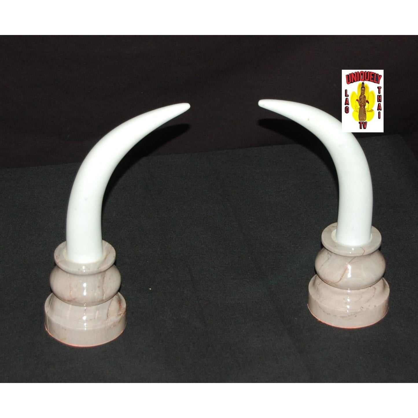 Marble Elephant Tusk 8 in Tall sold and priced in pairs
