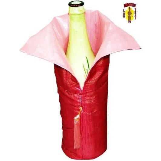 Pink-Red Fabric Bottle Bag