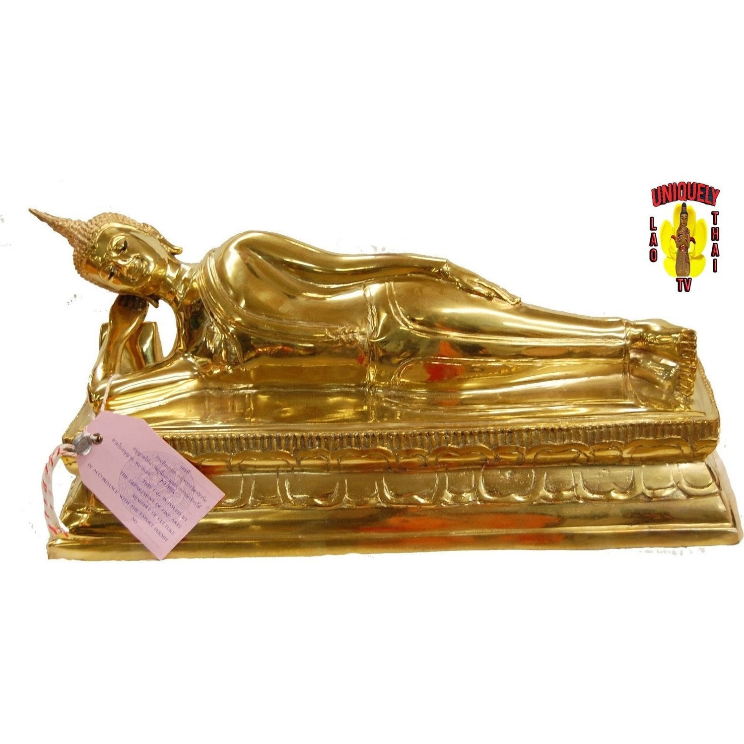 Polished Brass Buddha Statue Tuesday Lounging -6