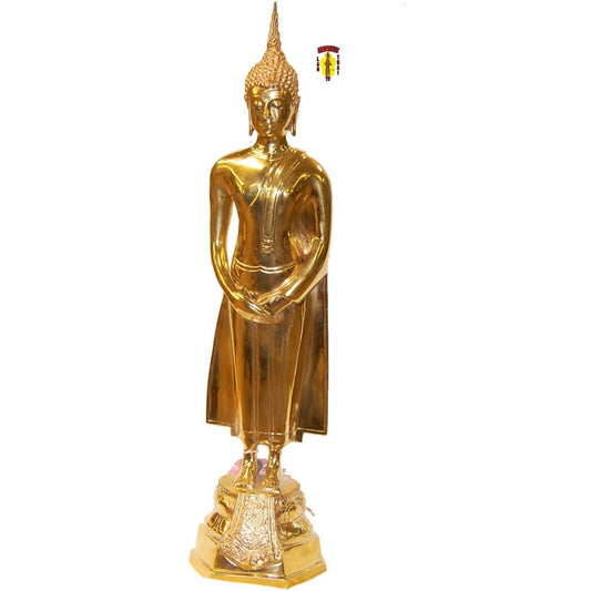 Polished Brass Buddha Sunday 10" Tall from Thailand